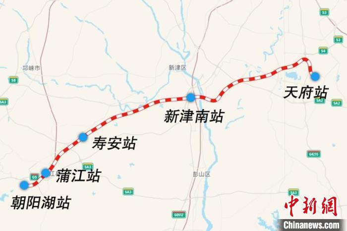 成都鐵路樞紐天府至朝陽(yáng)湖段線路圖?！?guó)鐵集團(tuán)供圖