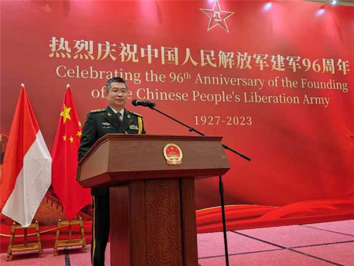 圖為徐勝武官致辭。中國駐印度尼西亞使館供圖