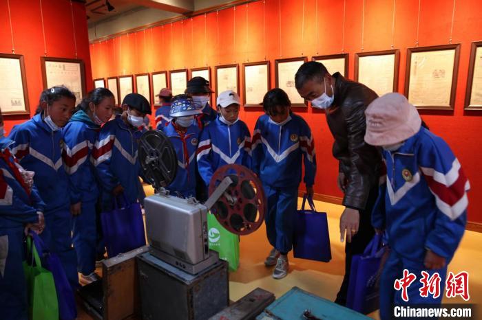 資料圖為玉樹市第四完小學(xué)生參觀鑄牢中華民族共同體意識主題展?！『F龍 攝