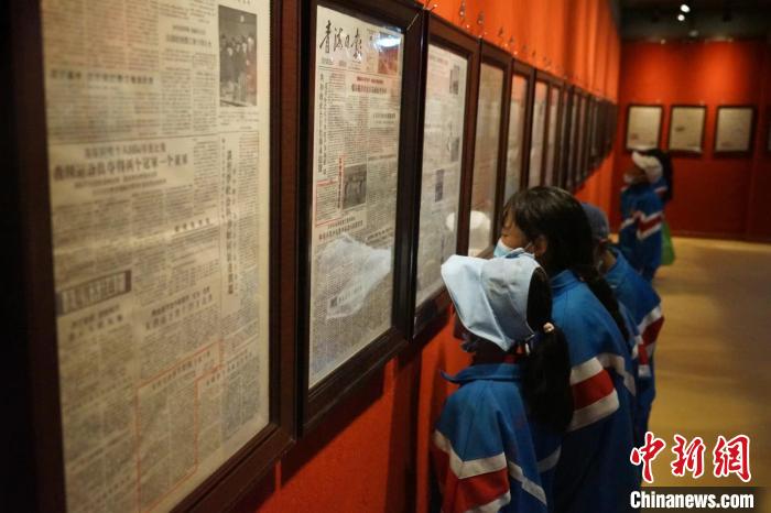 資料圖為玉樹市第四完小學(xué)生參觀鑄牢中華民族共同體意識主題展?！『F龍 攝