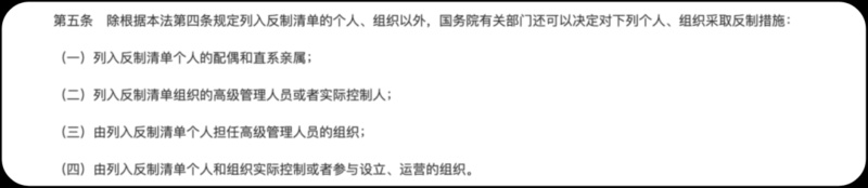 《反外國制裁法》明確規(guī)定反制對象。